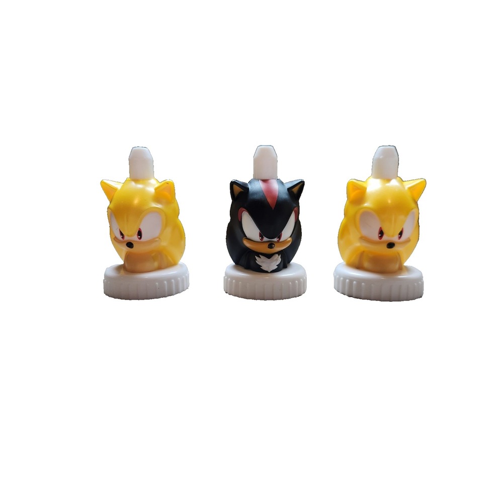Good 2 Grow Sonic The Hedgehog Juice Bottle Toppers Lot Super Sonic Yellow